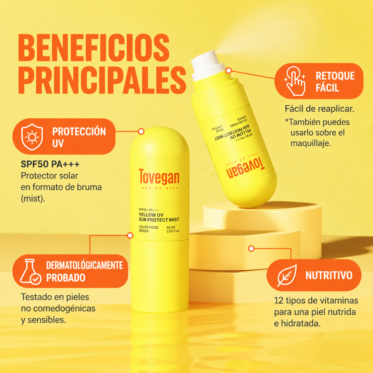Tovegan - Yellow UV Sun Protect Mist SPF50+ PA+++