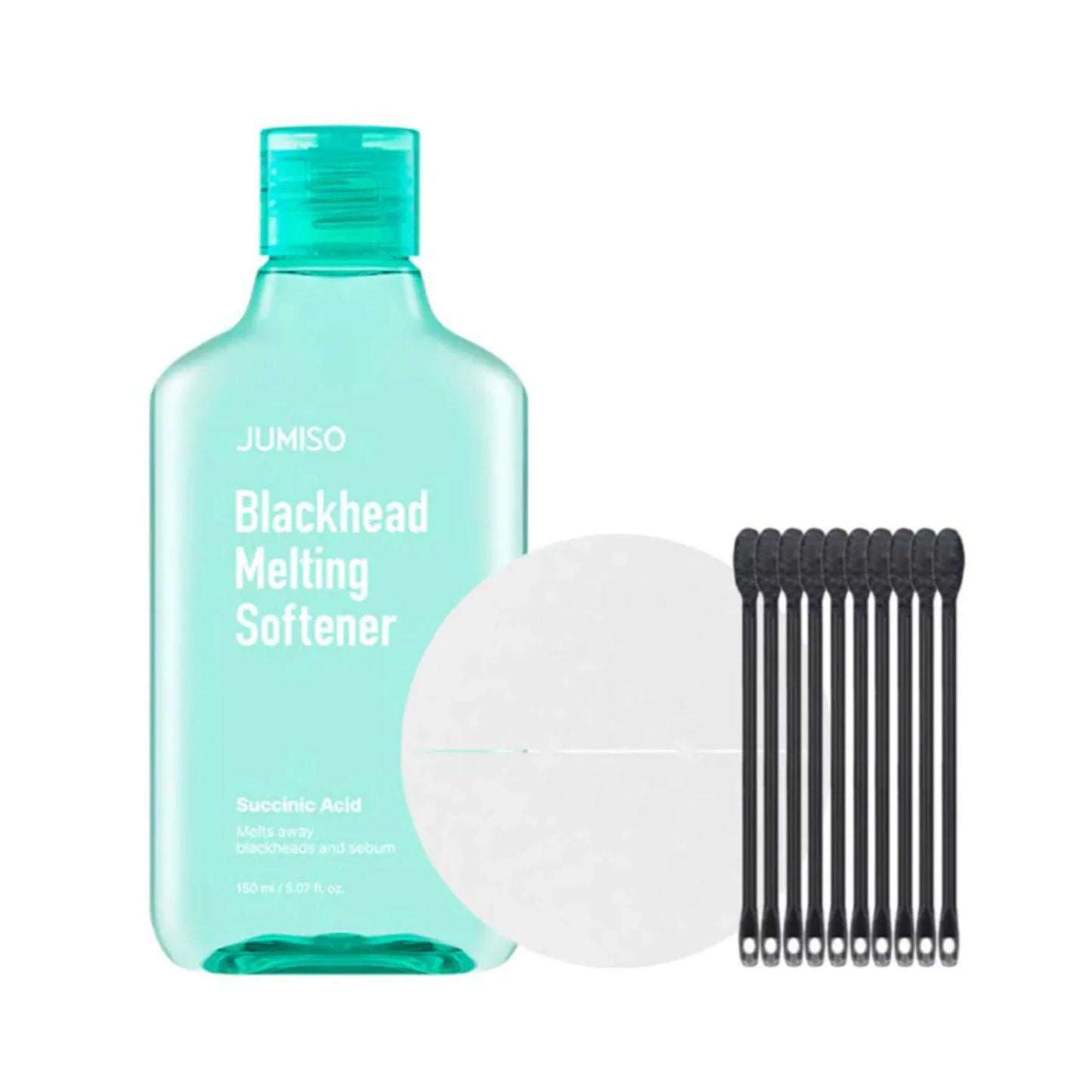 Jumiso - Blackhead Melting Softener Kit 150ml + 40 Pads + 10 Swabs – Kit Extractor de Puntos Negros sin Dolor